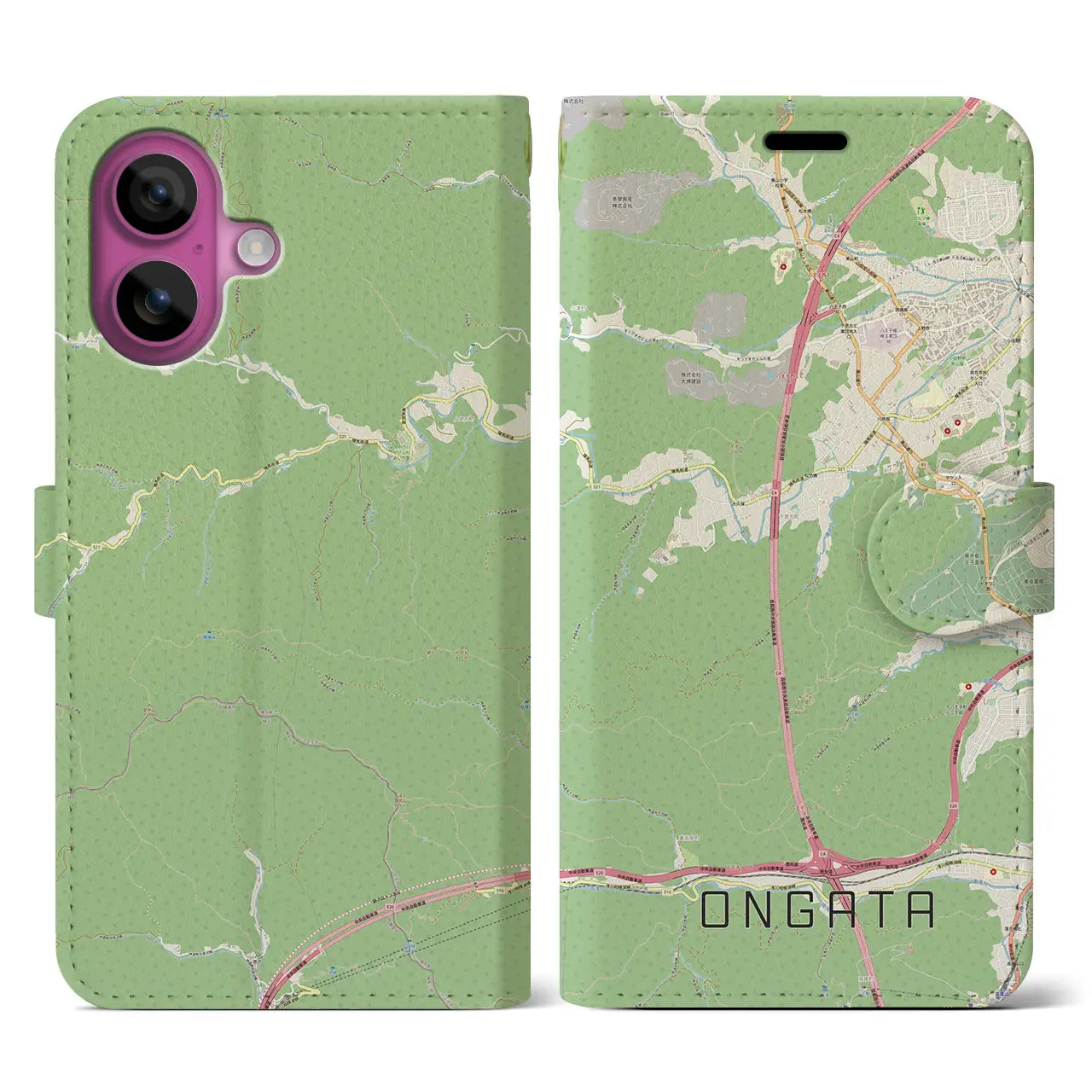 【恩方(東京都)】地図柄iPhoneケース(手帳タイプ)ナチュラル・iPhone 16 Pro 用