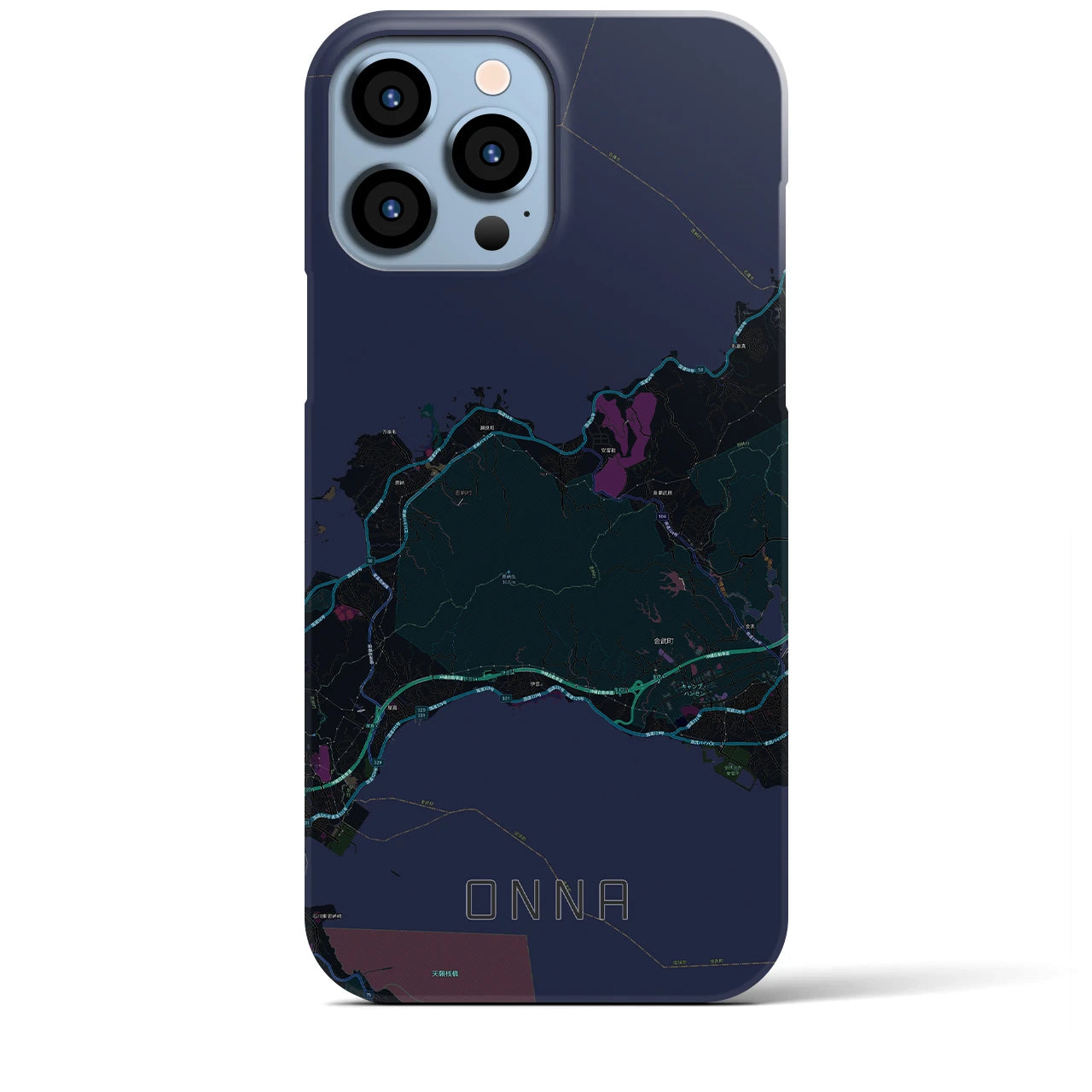 【恩納(沖縄県)】地図柄iPhoneケース(バックカバータイプ)