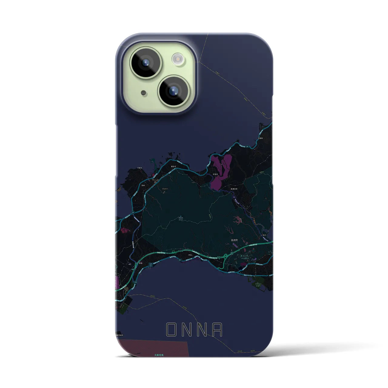 【恩納(沖縄県)】地図柄iPhoneケース(バックカバータイプ)