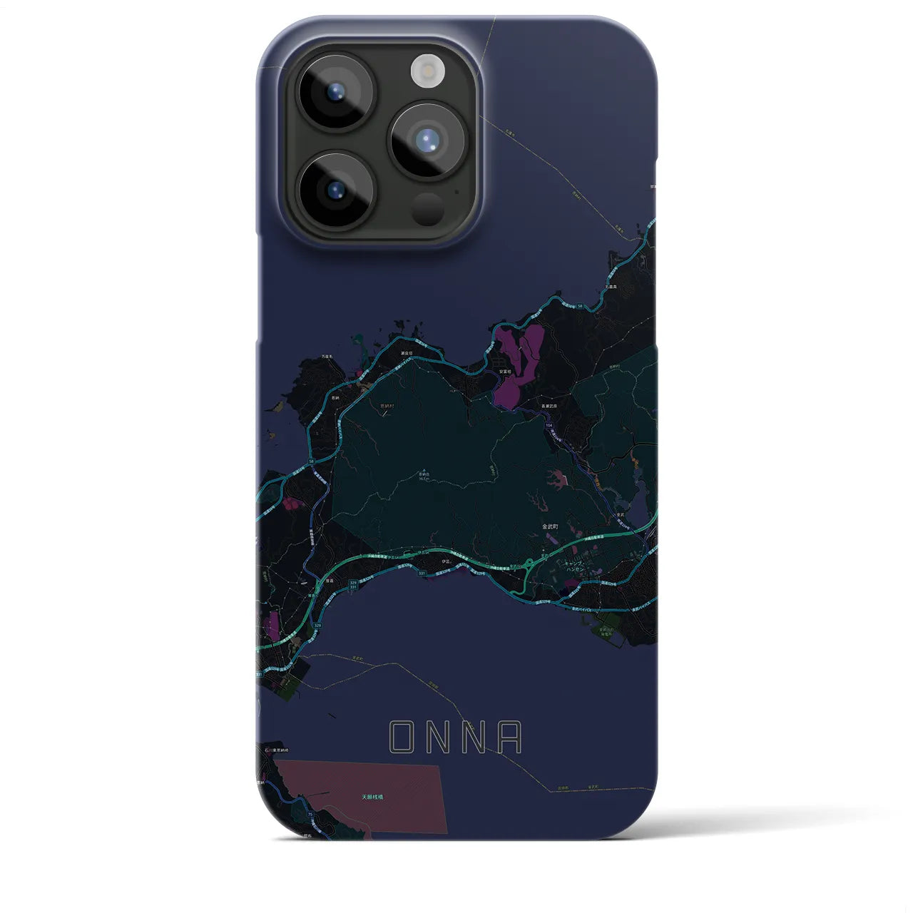 【恩納(沖縄県)】地図柄iPhoneケース(バックカバータイプ)