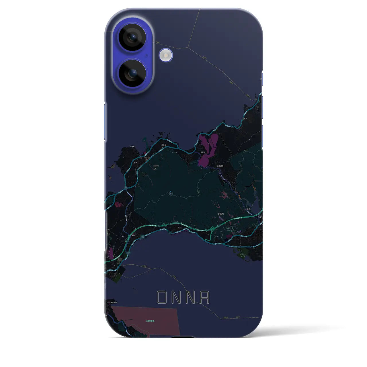 【恩納(沖縄県)】地図柄iPhoneケース(バックカバータイプ)