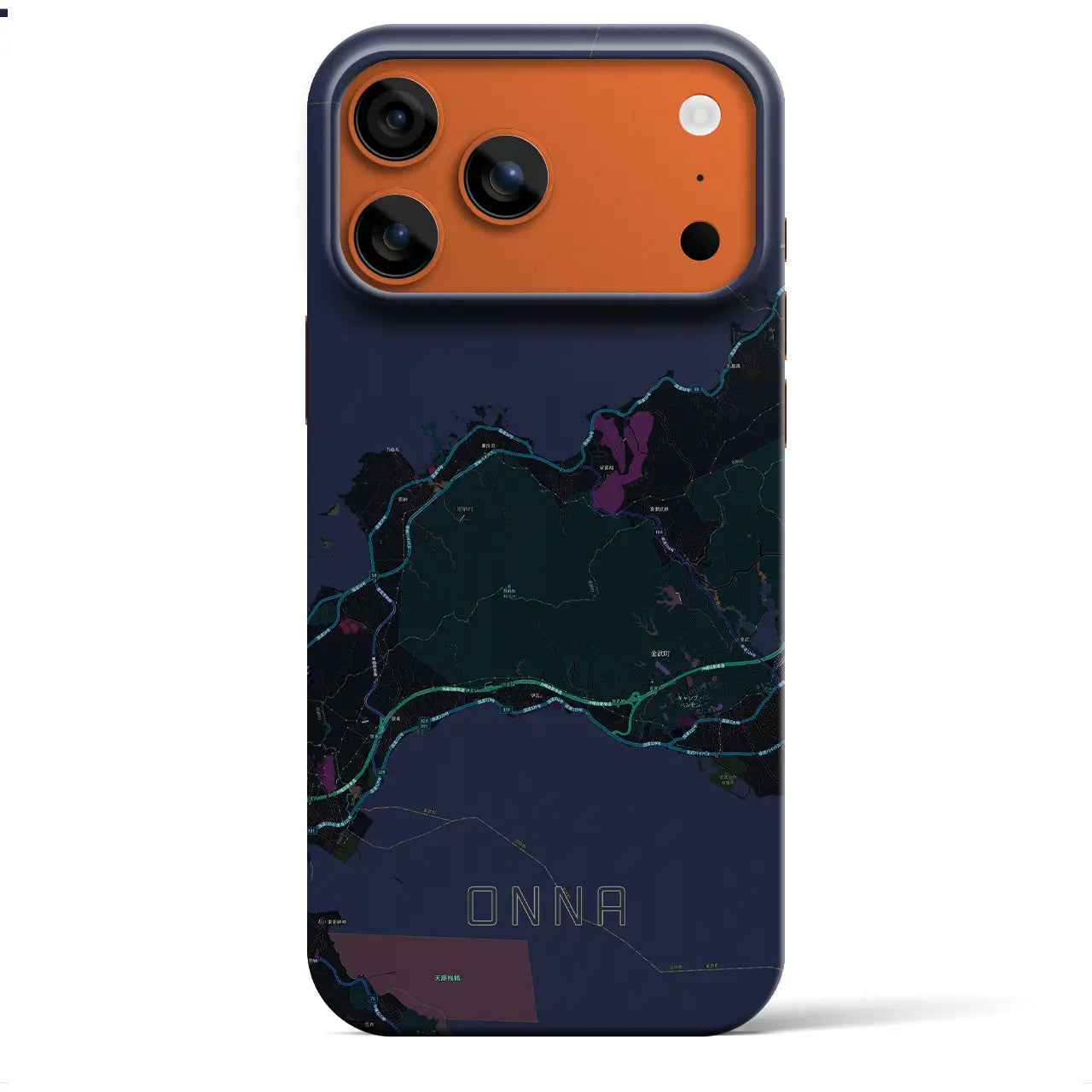 【恩納(沖縄県)】地図柄iPhoneケース(バックカバータイプ)