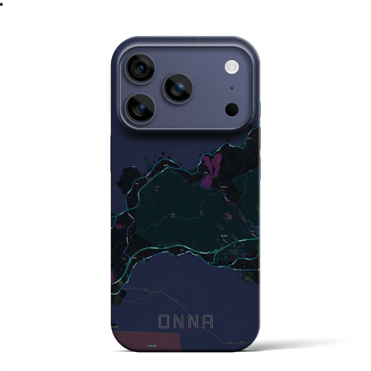 【恩納(沖縄県)】地図柄iPhoneケース(バックカバータイプ)