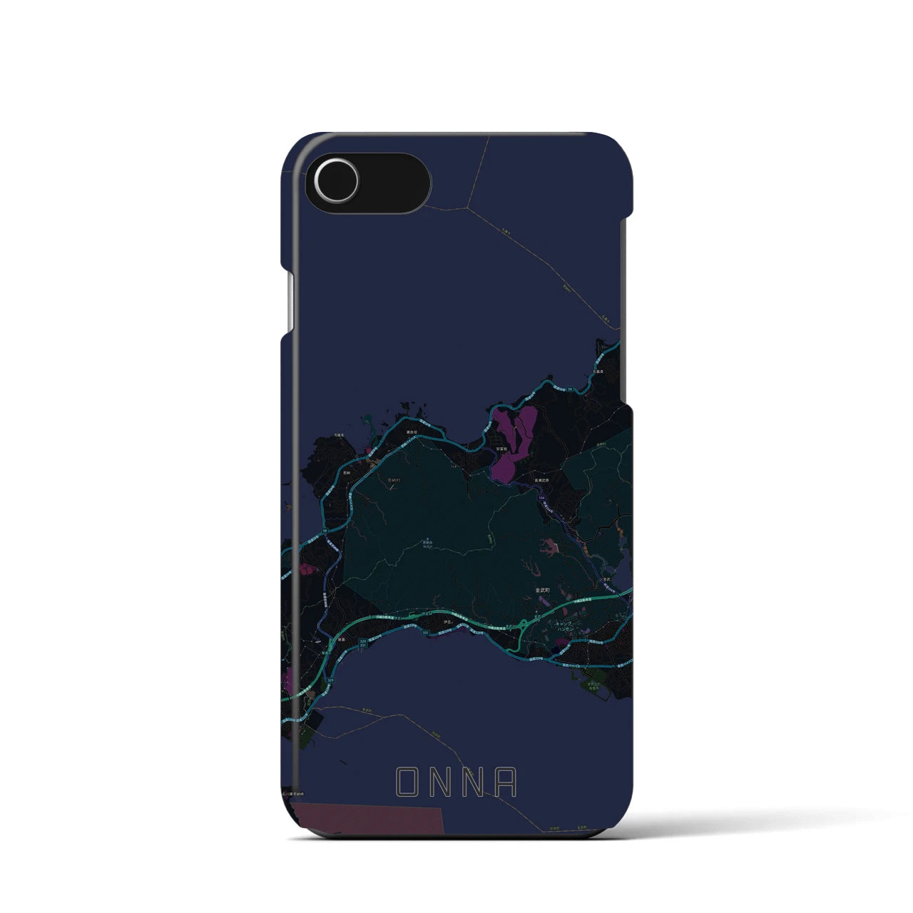 【恩納(沖縄県)】地図柄iPhoneケース(バックカバータイプ)