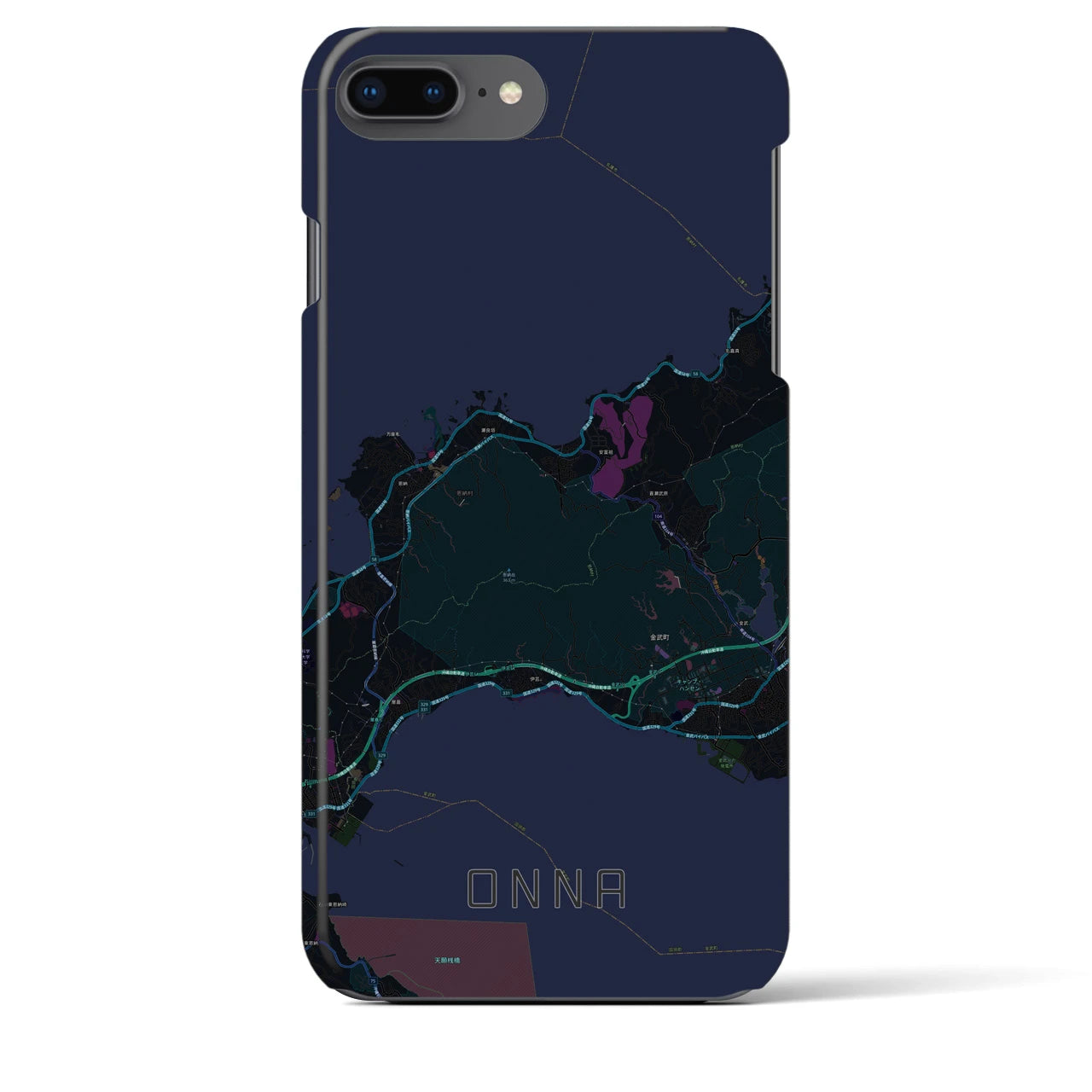 【恩納(沖縄県)】地図柄iPhoneケース(バックカバータイプ)