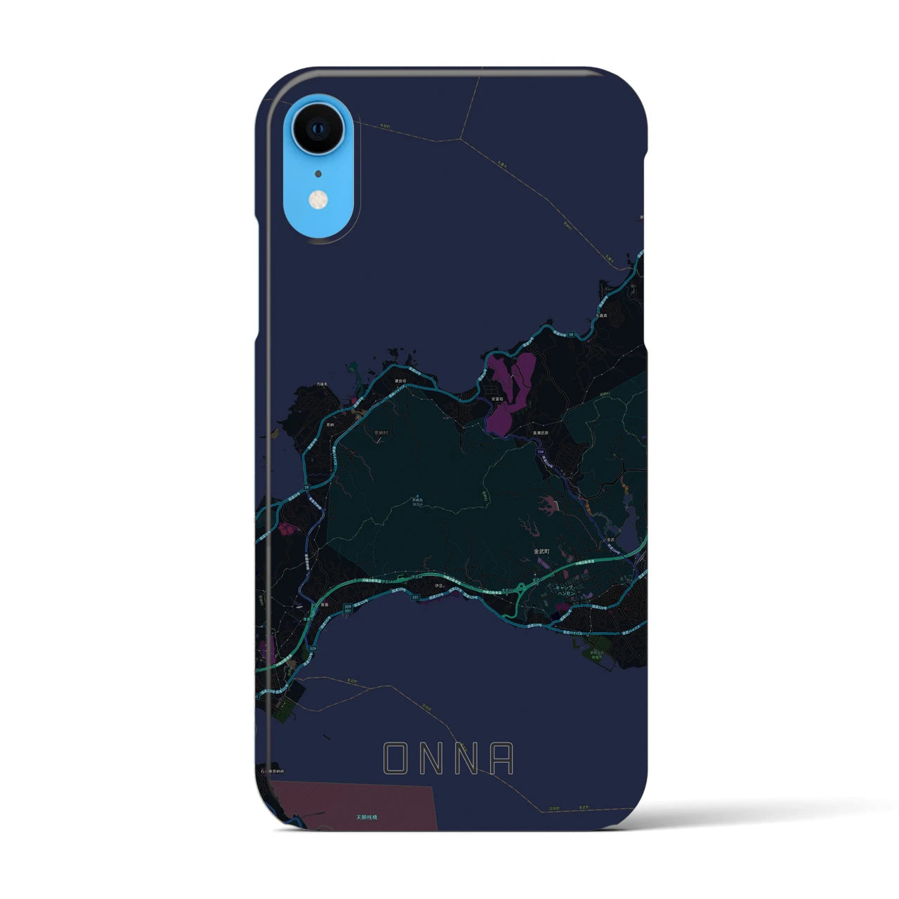 【恩納(沖縄県)】地図柄iPhoneケース(バックカバータイプ)
