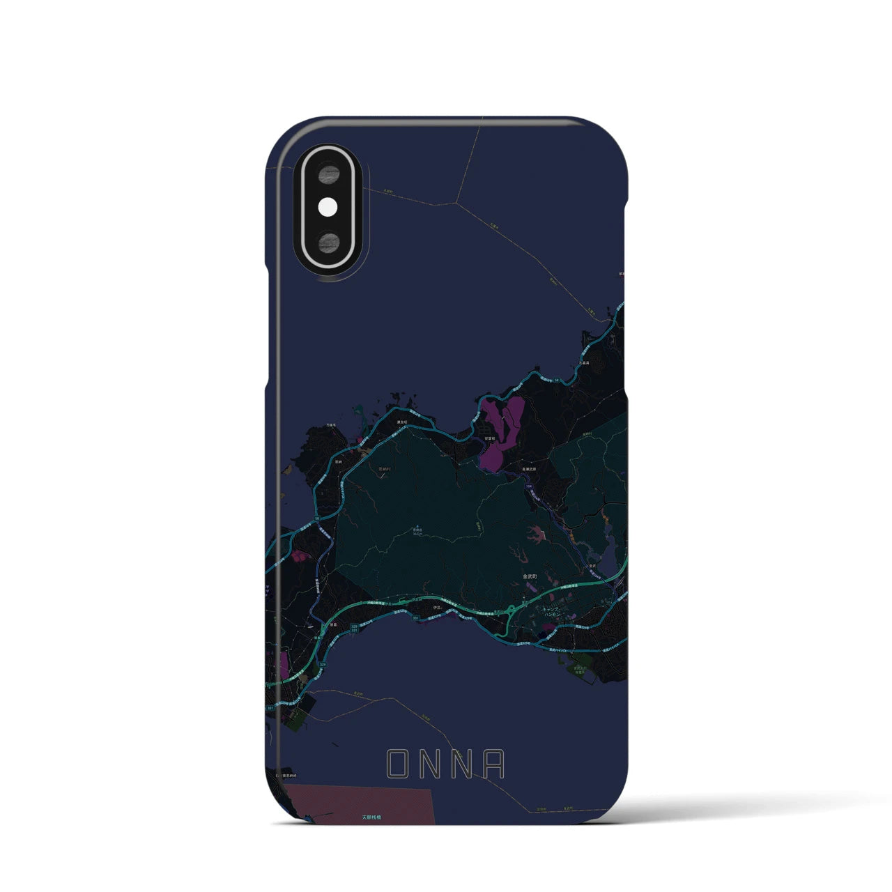 【恩納(沖縄県)】地図柄iPhoneケース(バックカバータイプ)