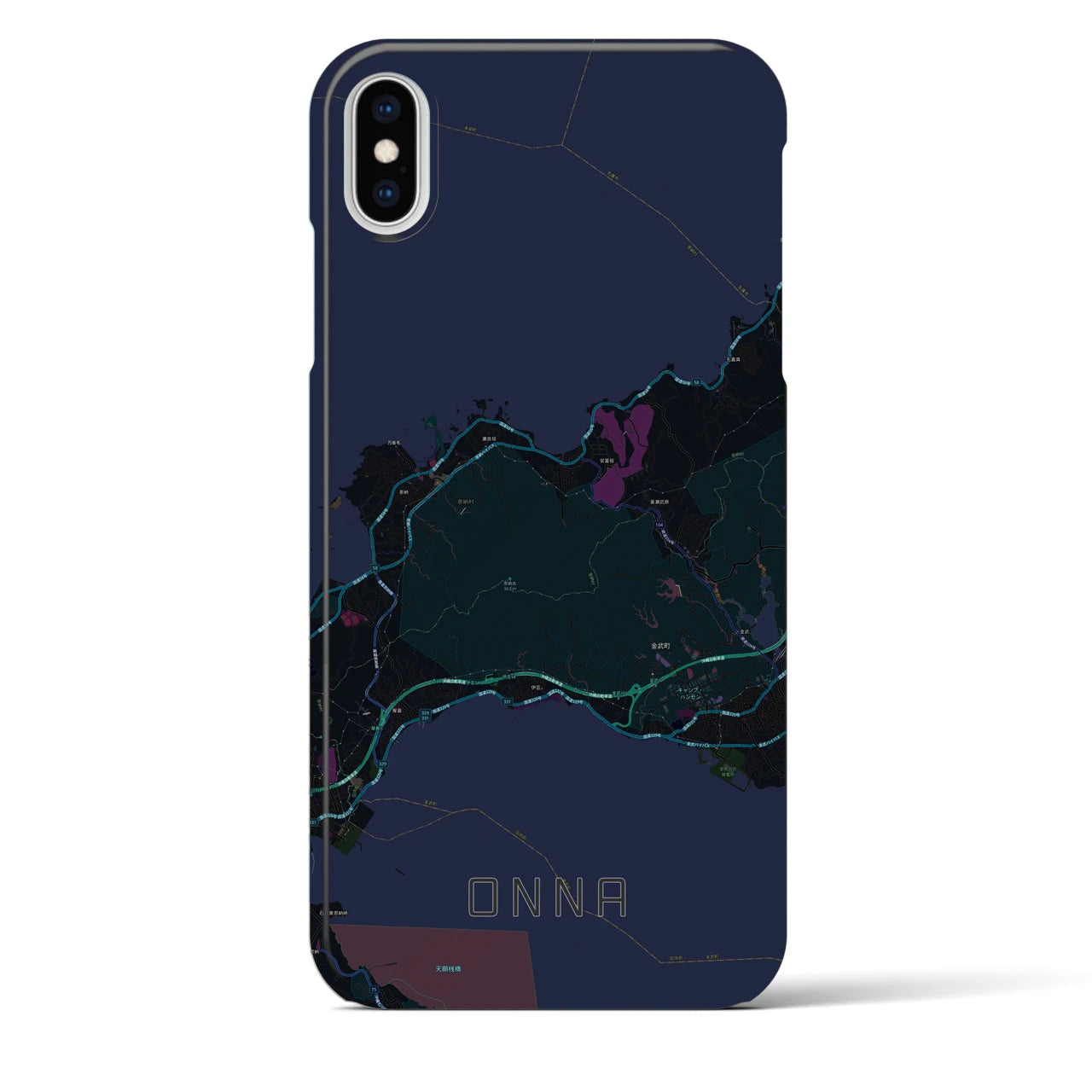【恩納(沖縄県)】地図柄iPhoneケース(バックカバータイプ)