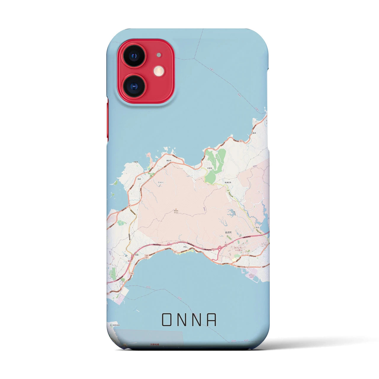 【恩納(沖縄県)】地図柄iPhoneケース(バックカバータイプ)
