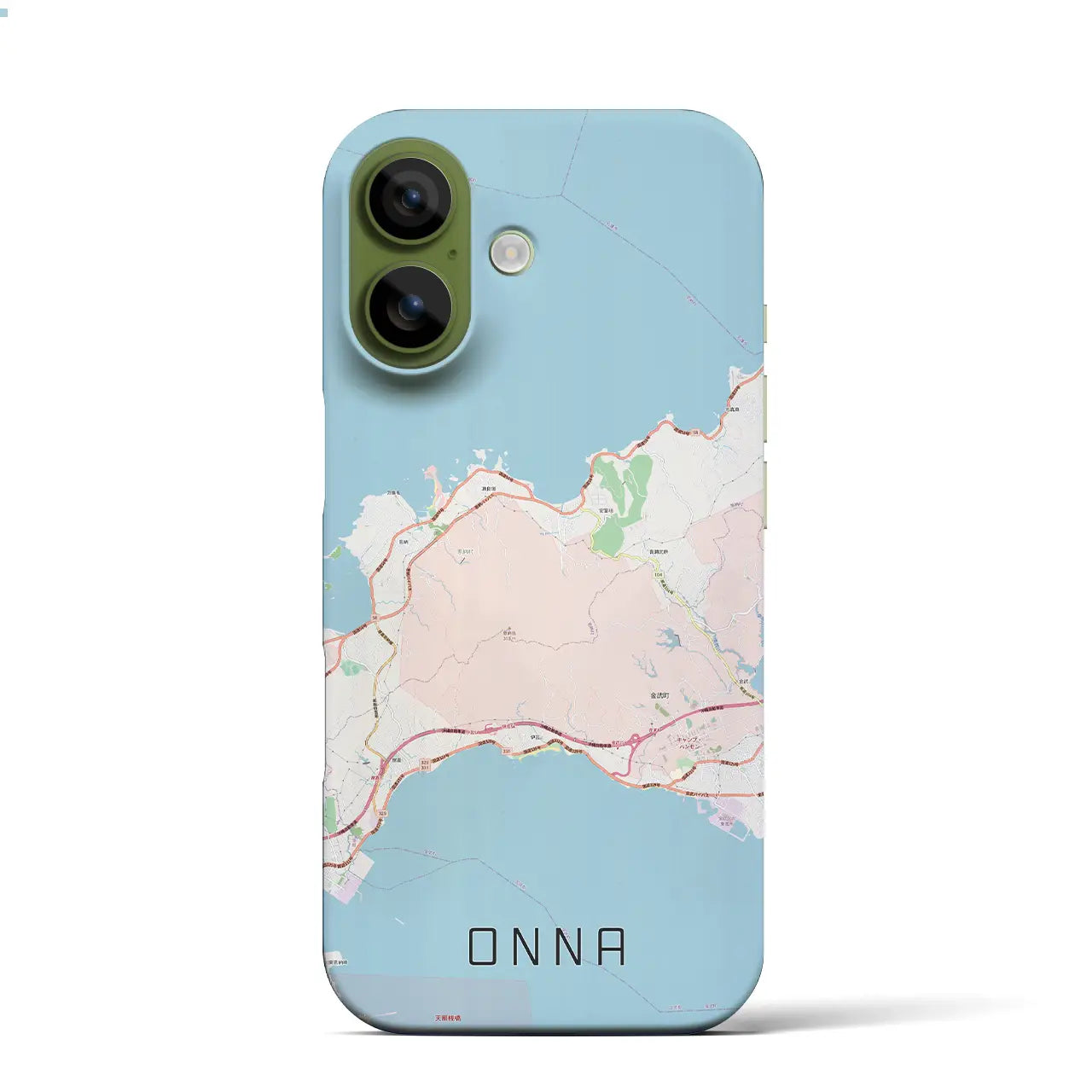 【恩納(沖縄県)】地図柄iPhoneケース(バックカバータイプ)ナチュラル・iPhone 17 Pro Max 用