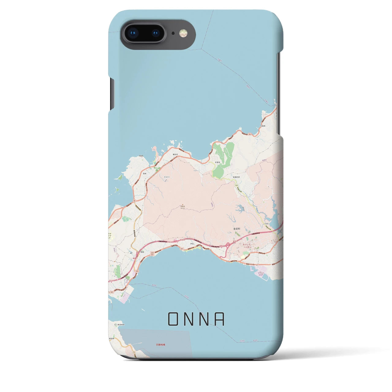 【恩納(沖縄県)】地図柄iPhoneケース(バックカバータイプ)