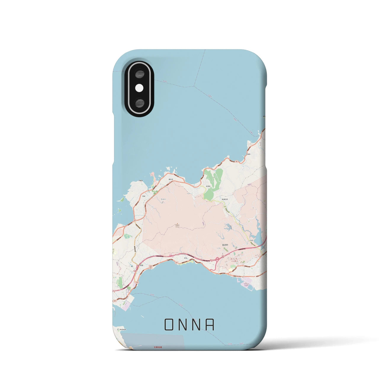 【恩納(沖縄県)】地図柄iPhoneケース(バックカバータイプ)