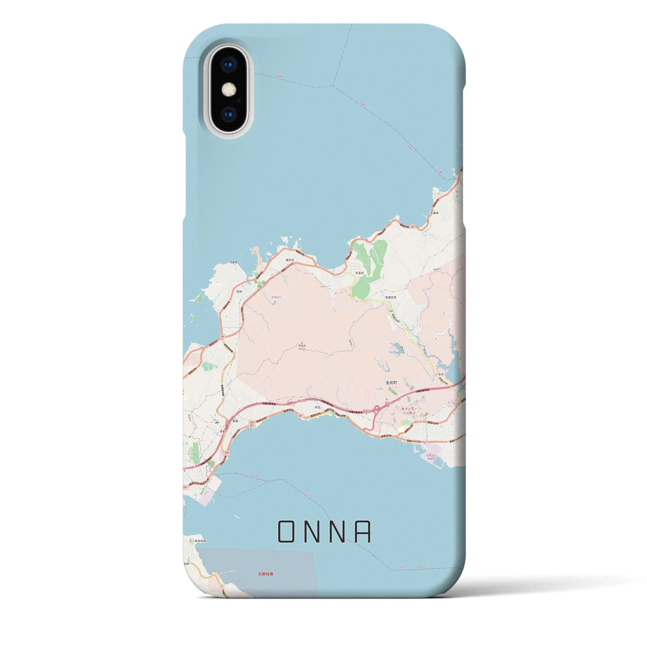 【恩納(沖縄県)】地図柄iPhoneケース(バックカバータイプ)