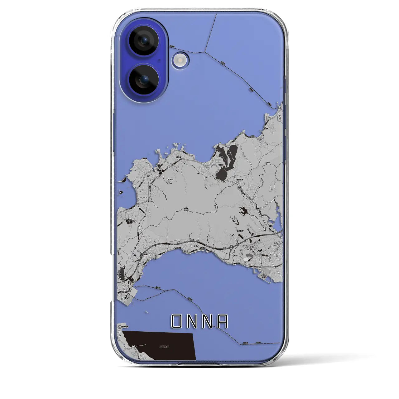 【恩納(沖縄県)】地図柄iPhoneケース(クリアタイプ)モノトーン・iPhone 16 Pro Max 用