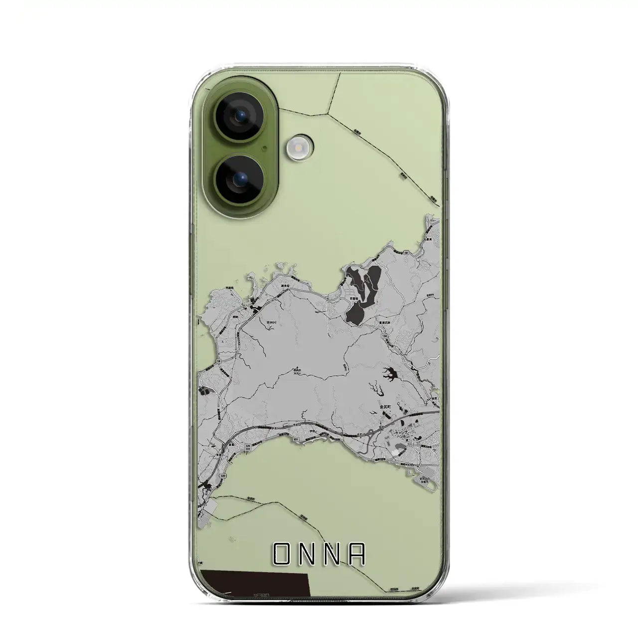 【恩納(沖縄県)】地図柄iPhoneケース(クリアタイプ)モノトーン・iPhone 17 Pro Max 用