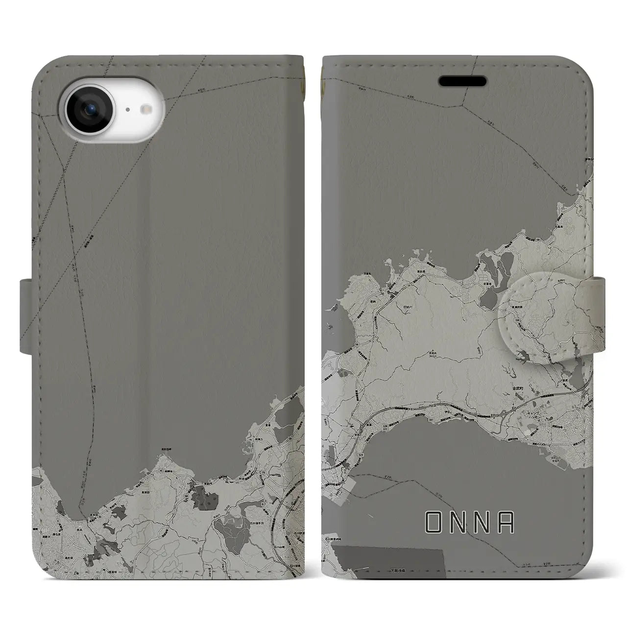 【恩納(沖縄県)】地図柄iPhoneケース(手帳タイプ)
