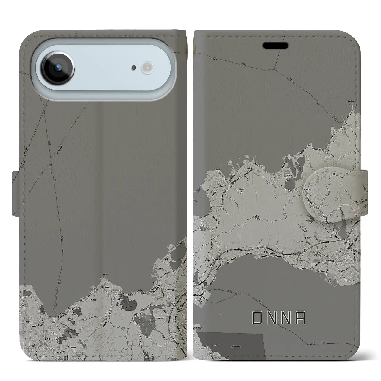【恩納(沖縄県)】地図柄iPhoneケース(手帳タイプ)