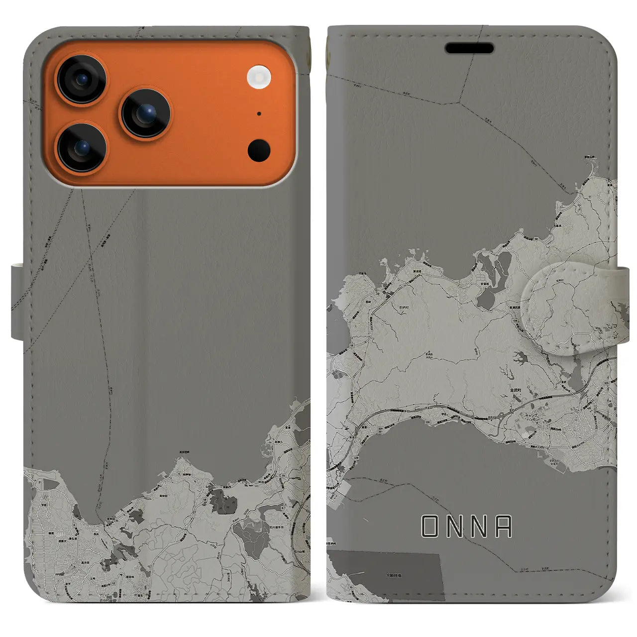 【恩納(沖縄県)】地図柄iPhoneケース(手帳タイプ)