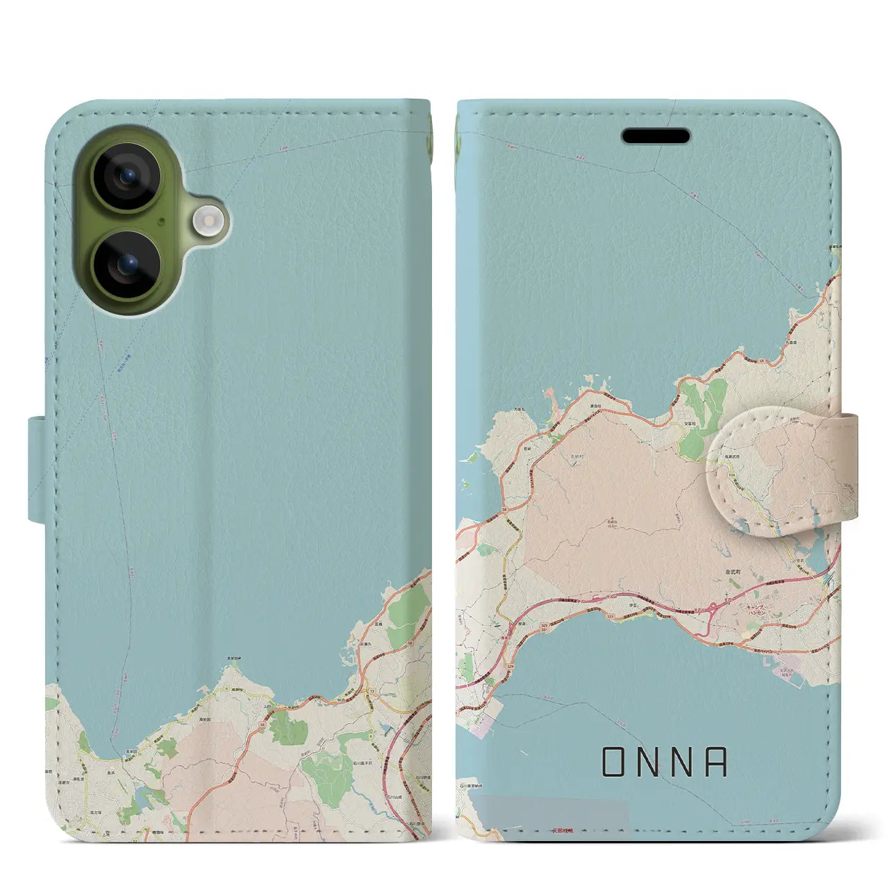 【恩納(沖縄県)】地図柄iPhoneケース(手帳タイプ)