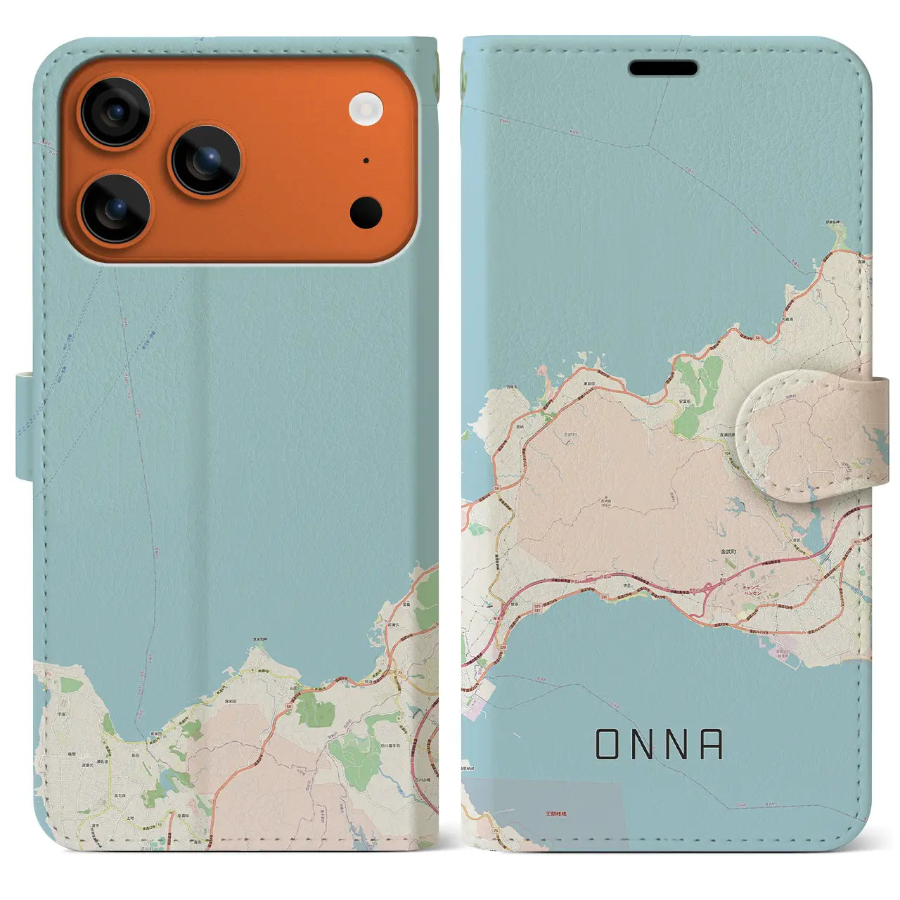 【恩納(沖縄県)】地図柄iPhoneケース(手帳タイプ)