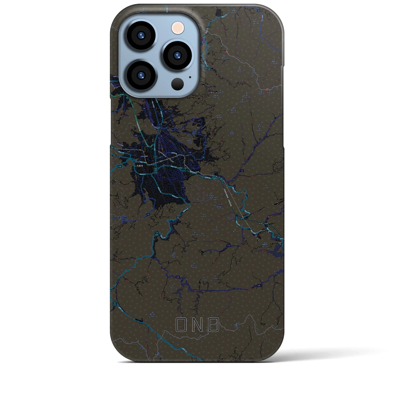 【大野(福井県)】地図柄iPhoneケース(バックカバータイプ)