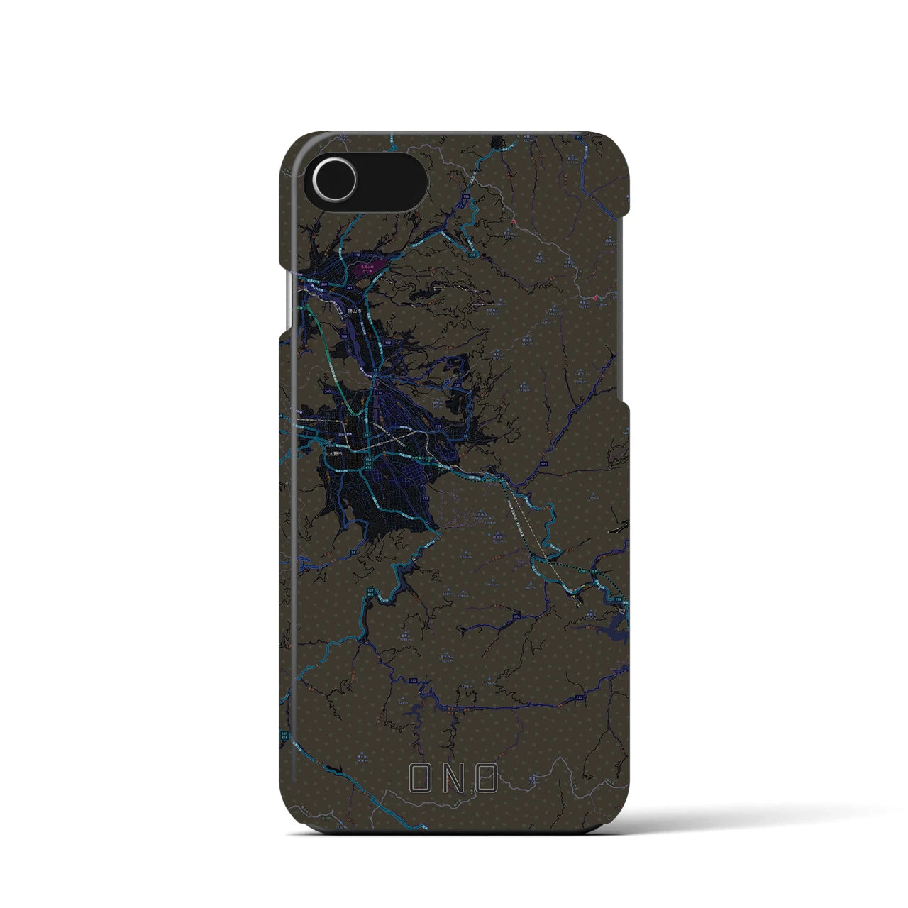 【大野(福井県)】地図柄iPhoneケース(バックカバータイプ)