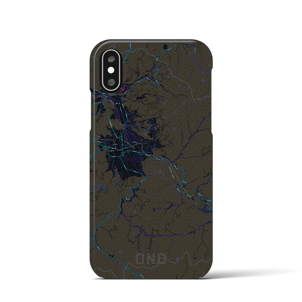 【大野(福井県)】地図柄iPhoneケース(バックカバータイプ)