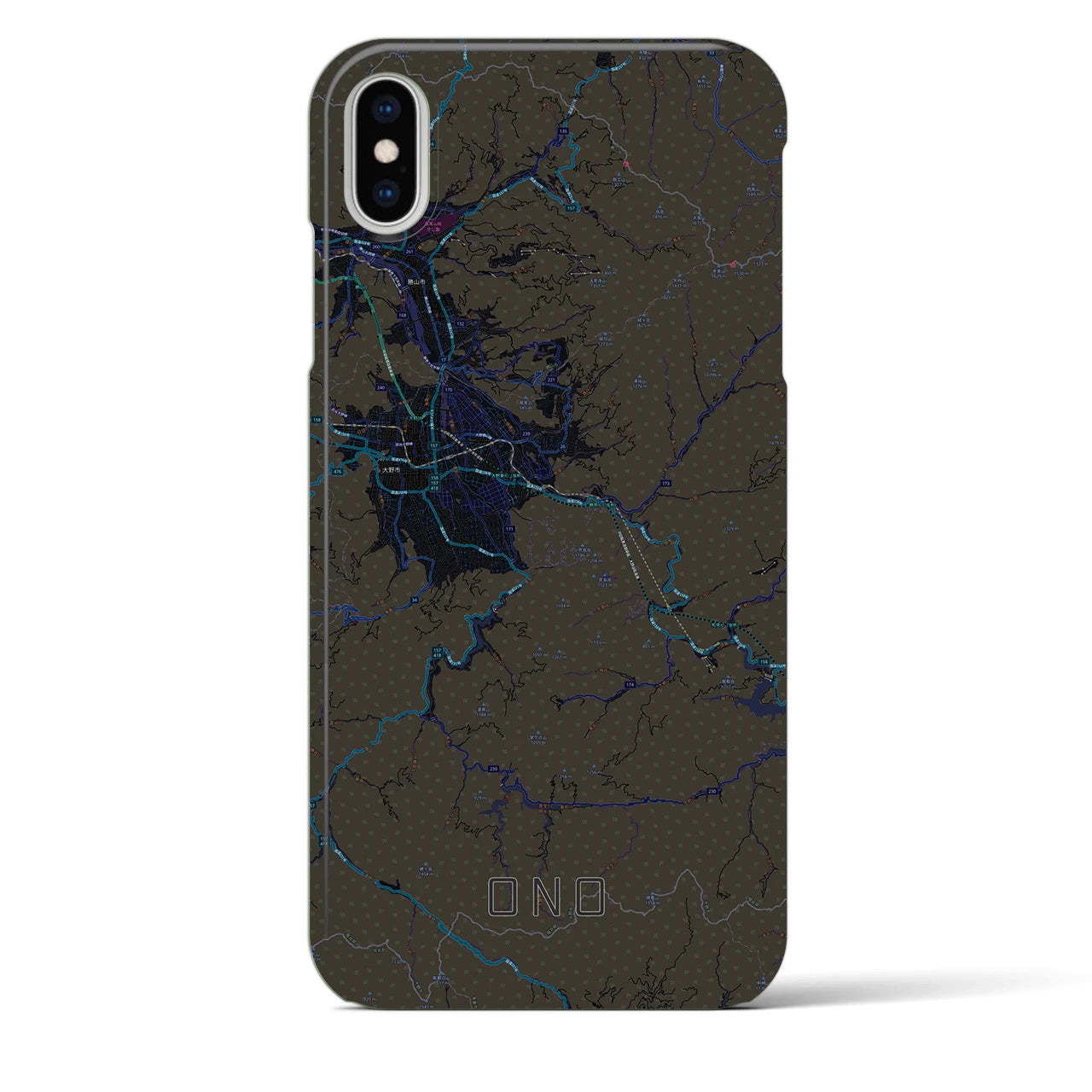 【大野(福井県)】地図柄iPhoneケース(バックカバータイプ)