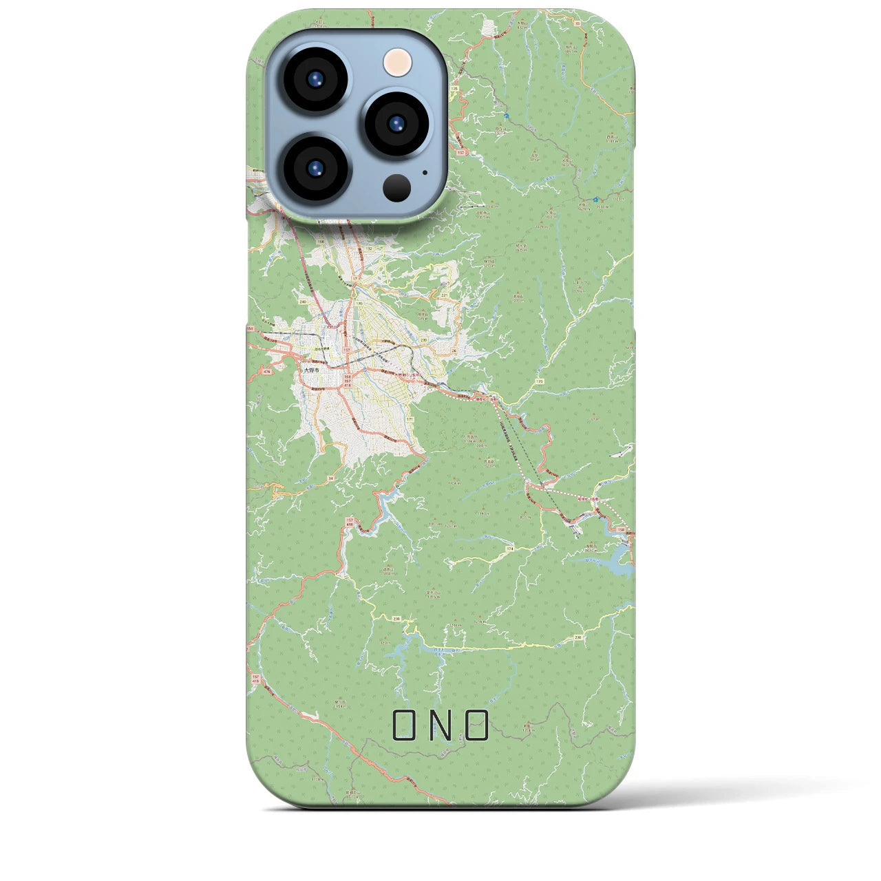 【大野(福井県)】地図柄iPhoneケース(バックカバータイプ)