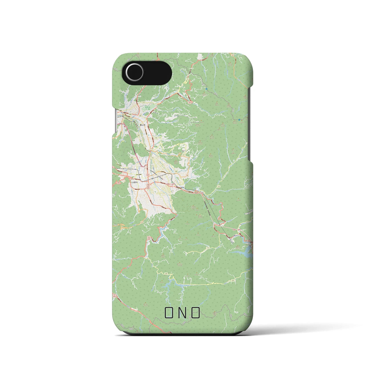 【大野(福井県)】地図柄iPhoneケース(バックカバータイプ)