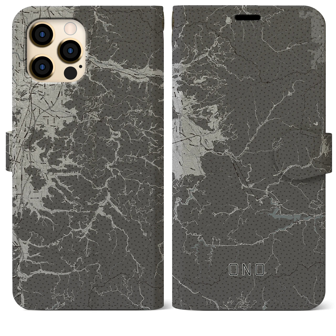 【大野(福井県)】地図柄iPhoneケース(手帳タイプ)