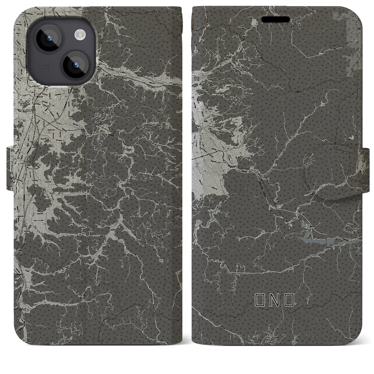 【大野(福井県)】地図柄iPhoneケース(手帳タイプ)