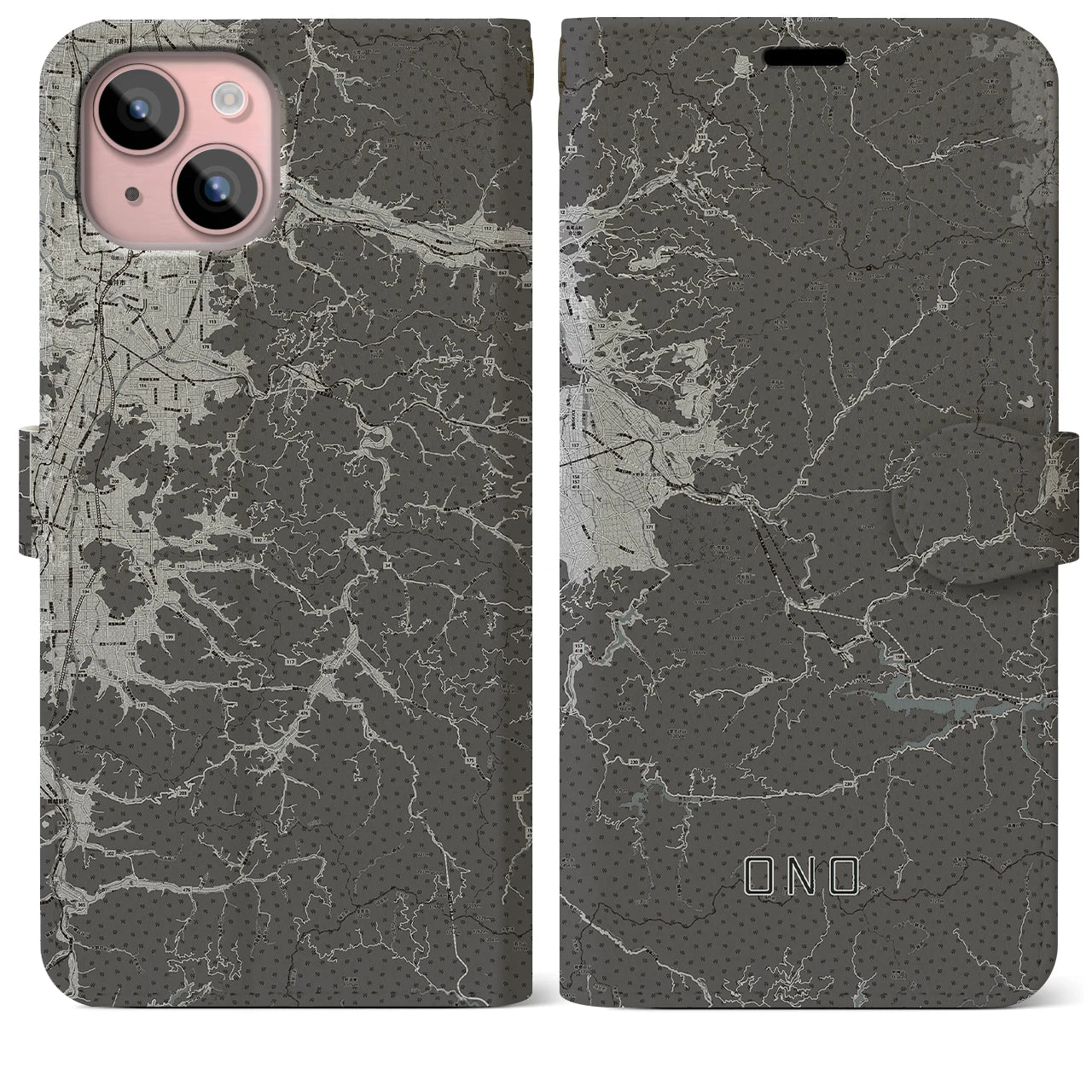 【大野(福井県)】地図柄iPhoneケース(手帳タイプ)