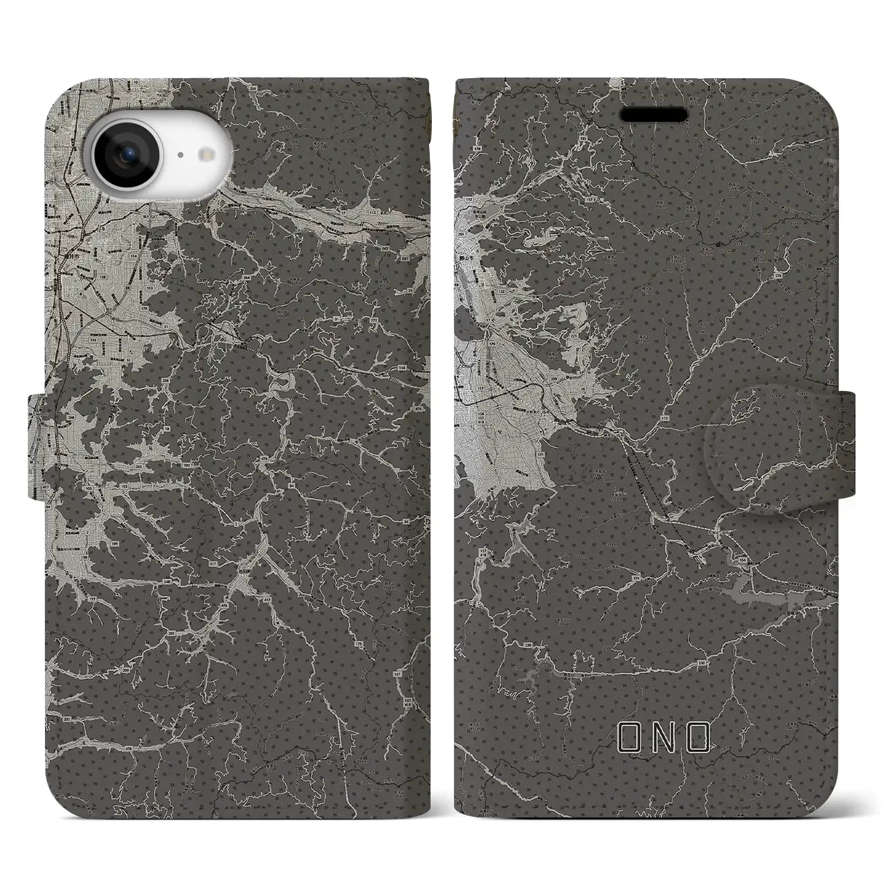 【大野(福井県)】地図柄iPhoneケース(手帳タイプ)