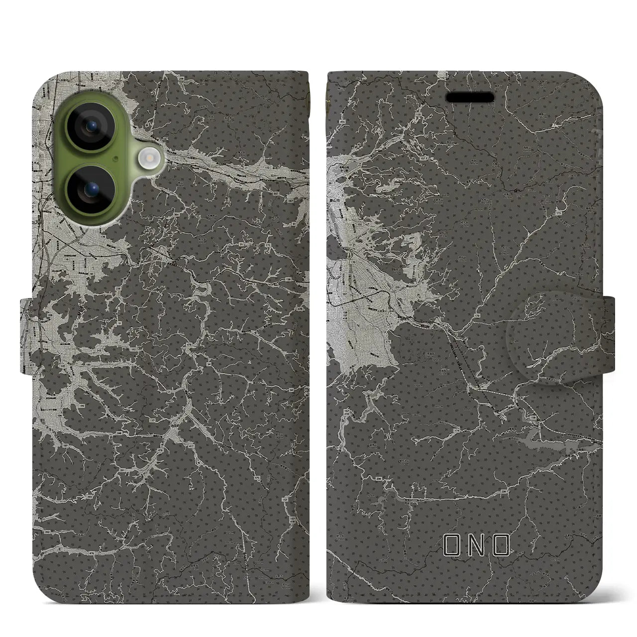 【大野(福井県)】地図柄iPhoneケース(手帳タイプ)