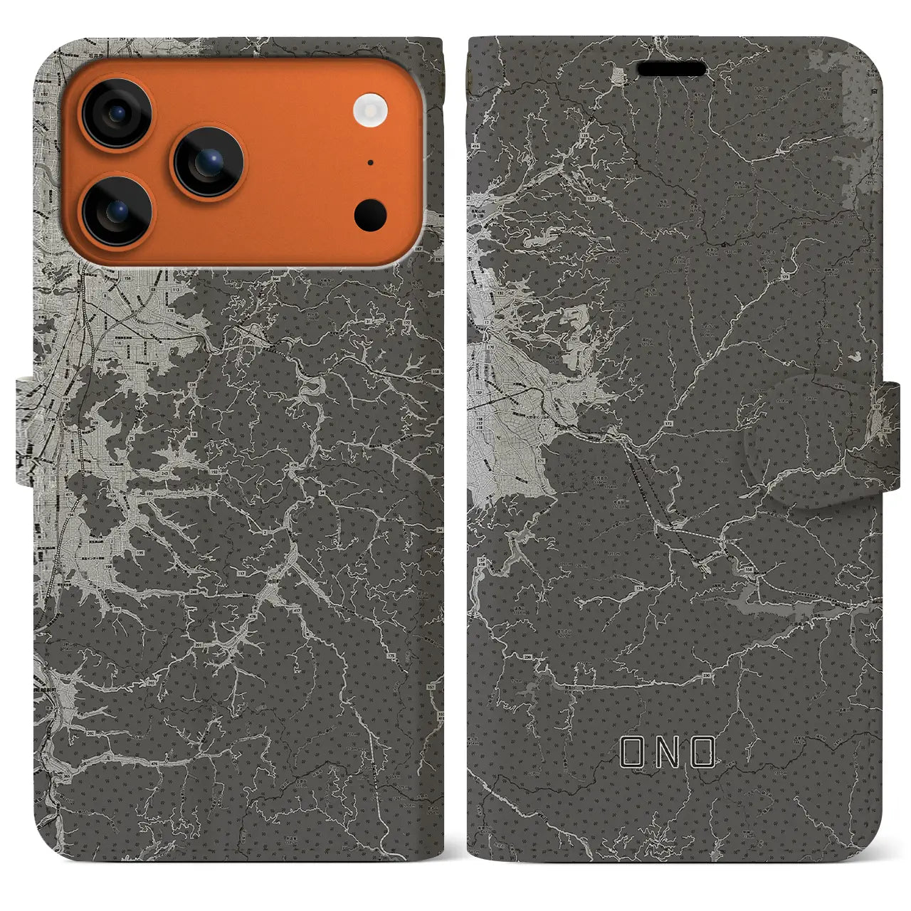 【大野(福井県)】地図柄iPhoneケース(手帳タイプ)