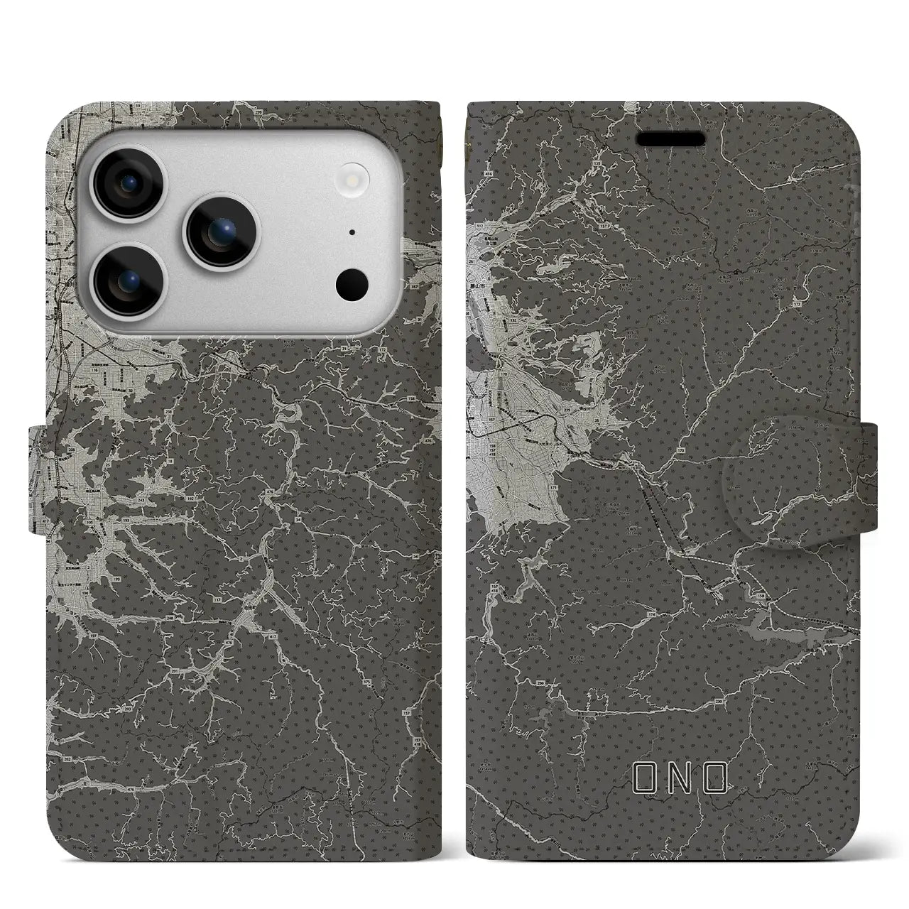 【大野(福井県)】地図柄iPhoneケース(手帳タイプ)