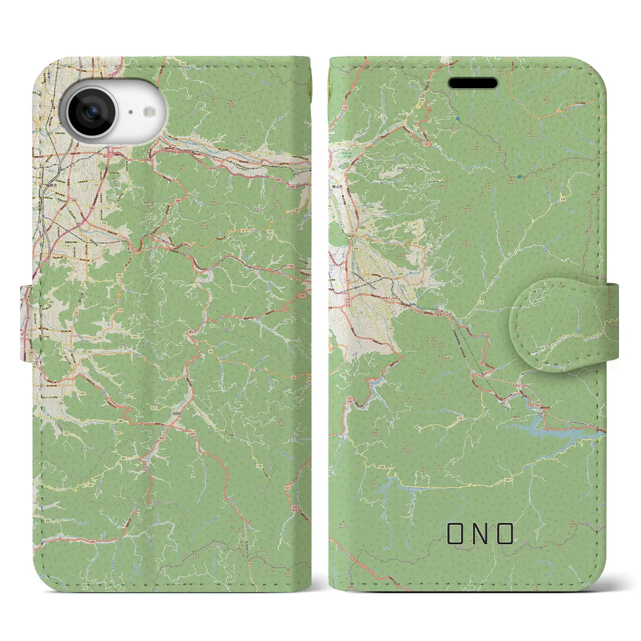 【大野(福井県)】地図柄iPhoneケース(手帳タイプ)