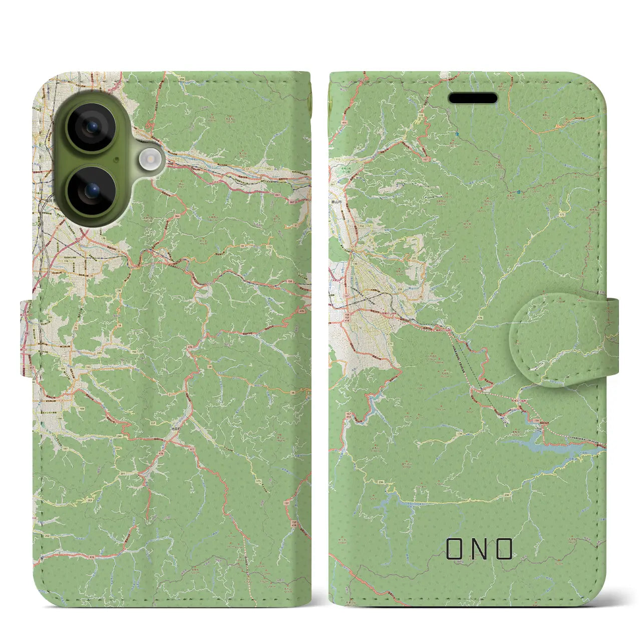 【大野(福井県)】地図柄iPhoneケース(手帳タイプ)