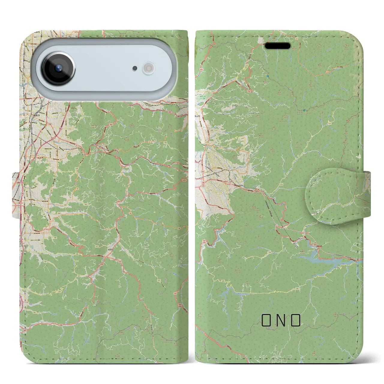 【大野(福井県)】地図柄iPhoneケース(手帳タイプ)