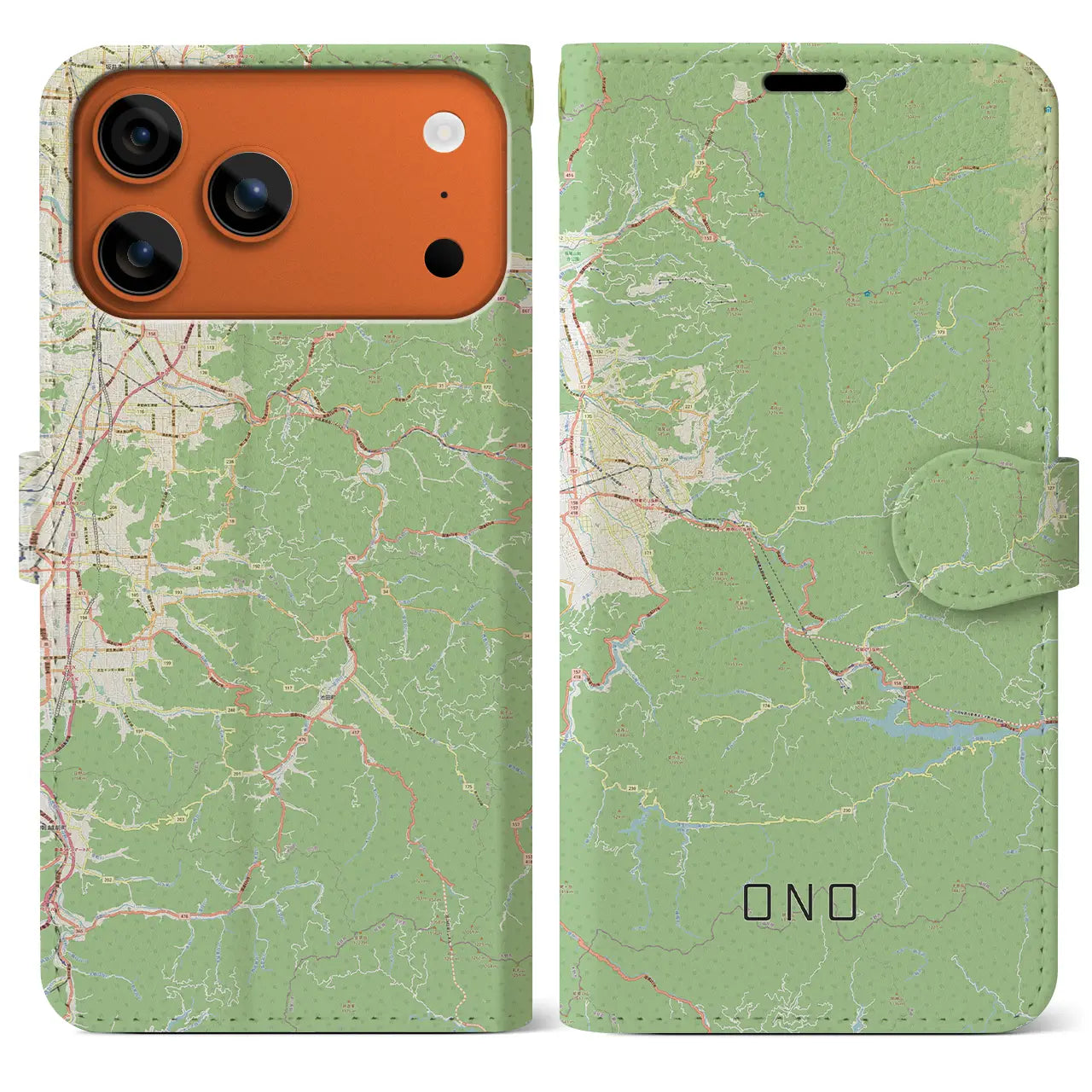 【大野(福井県)】地図柄iPhoneケース(手帳タイプ)