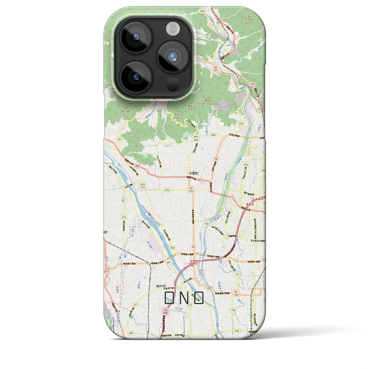 【大野(岐阜県)】地図柄iPhoneケース(バックカバータイプ)