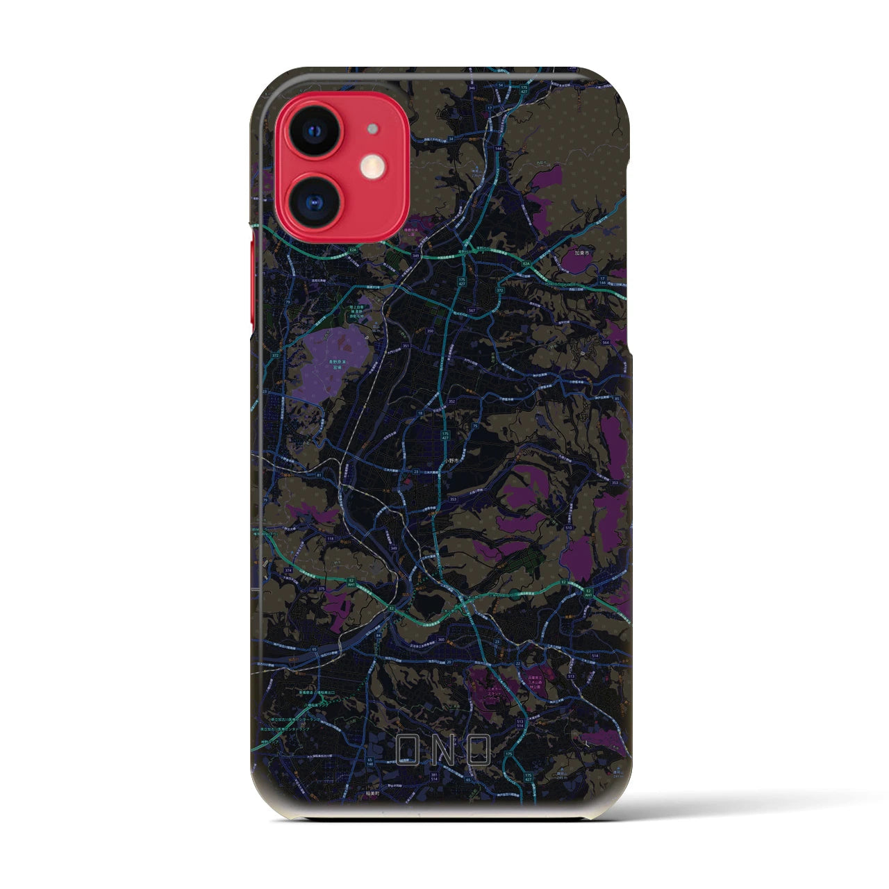 【小野(兵庫県)】地図柄iPhoneケース(バックカバータイプ)
