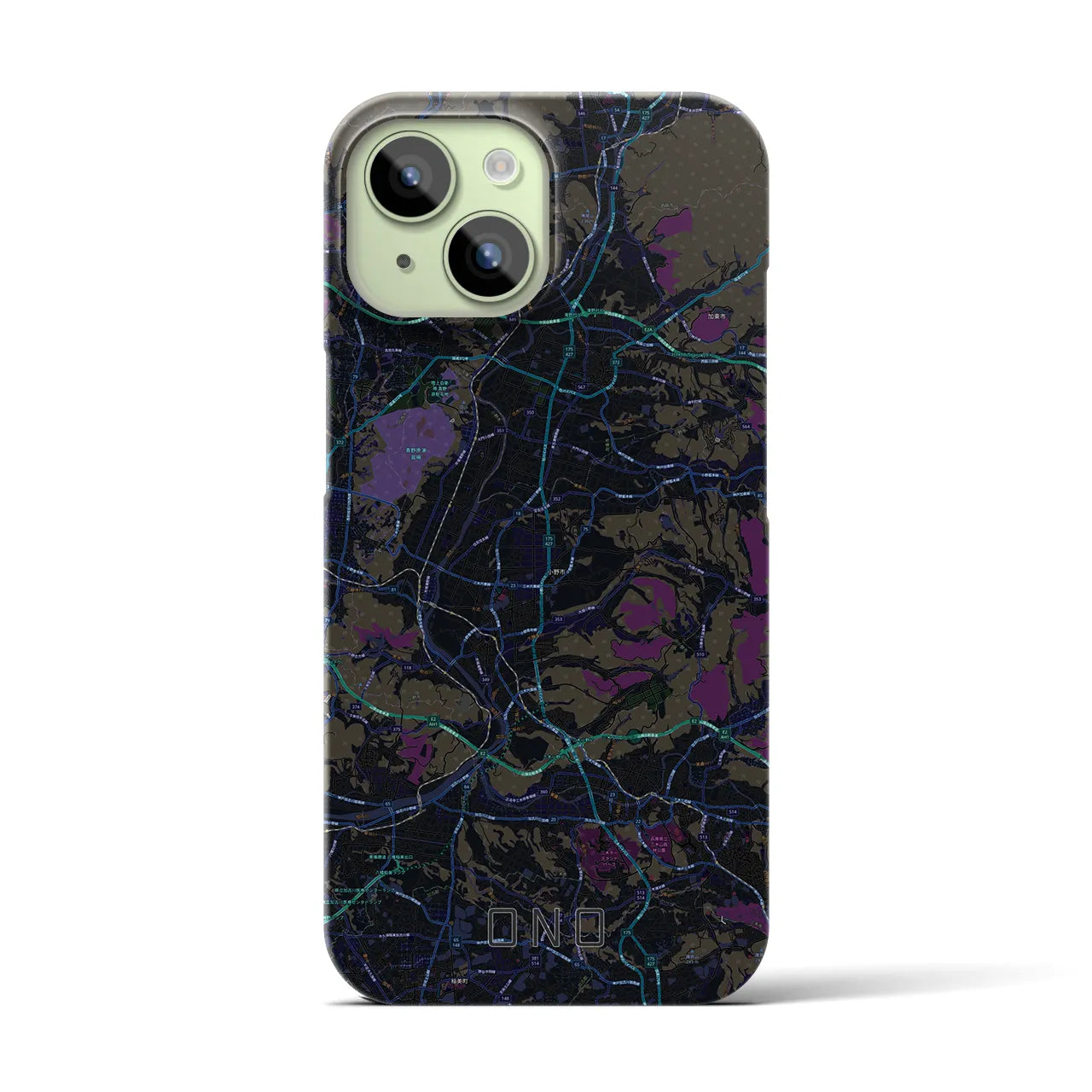 【小野(兵庫県)】地図柄iPhoneケース(バックカバータイプ)