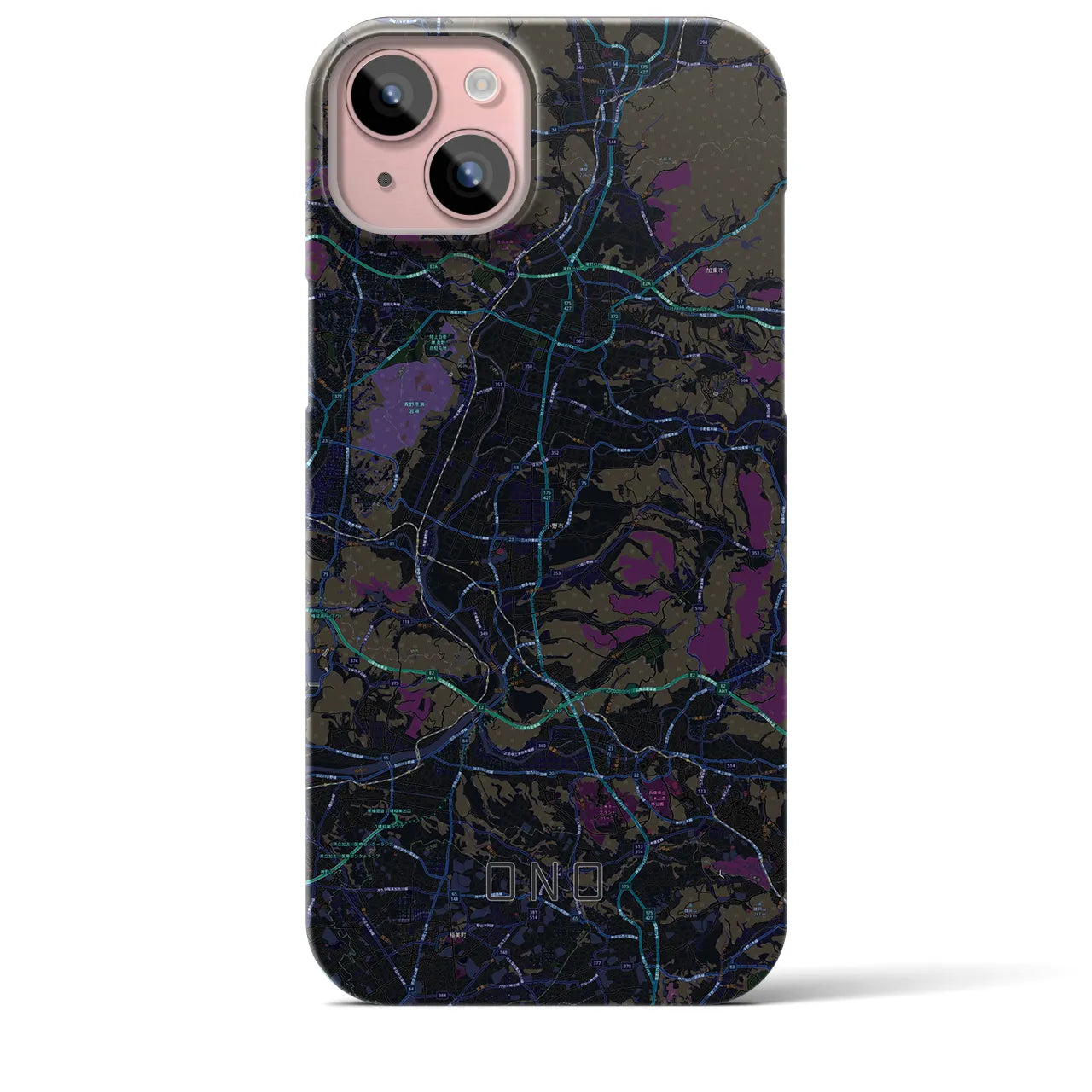 【小野(兵庫県)】地図柄iPhoneケース(バックカバータイプ)