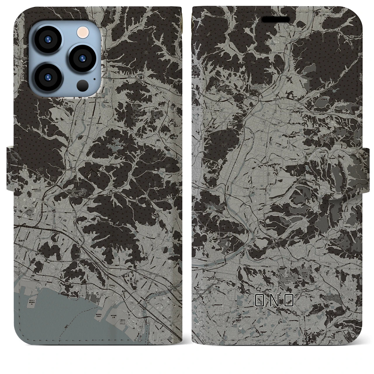 【小野(兵庫県)】地図柄iPhoneケース(手帳タイプ)