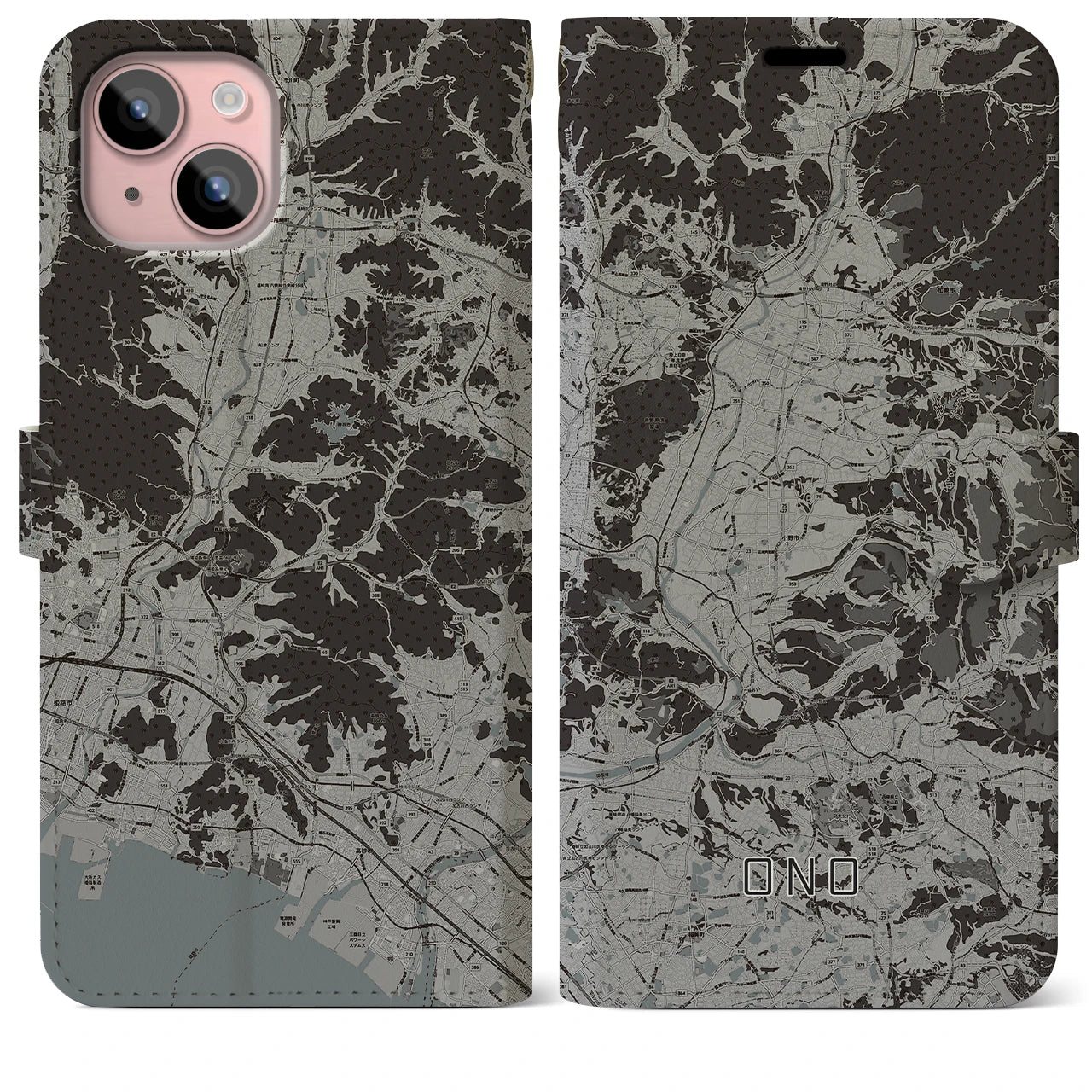 【小野(兵庫県)】地図柄iPhoneケース(手帳タイプ)