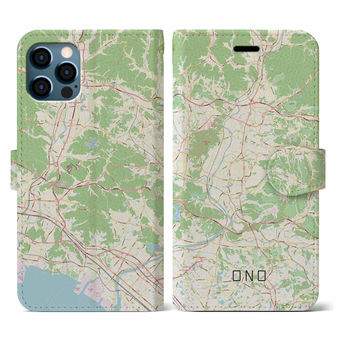 【小野(兵庫県)】地図柄iPhoneケース(手帳タイプ)