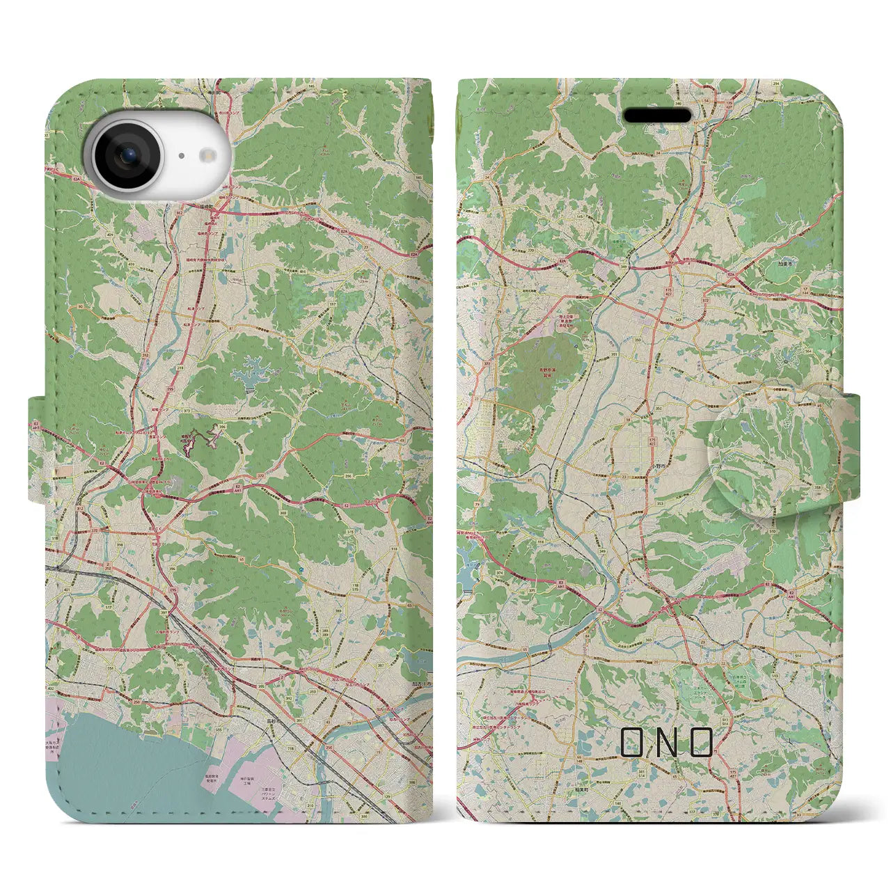 【小野(兵庫県)】地図柄iPhoneケース(手帳タイプ)