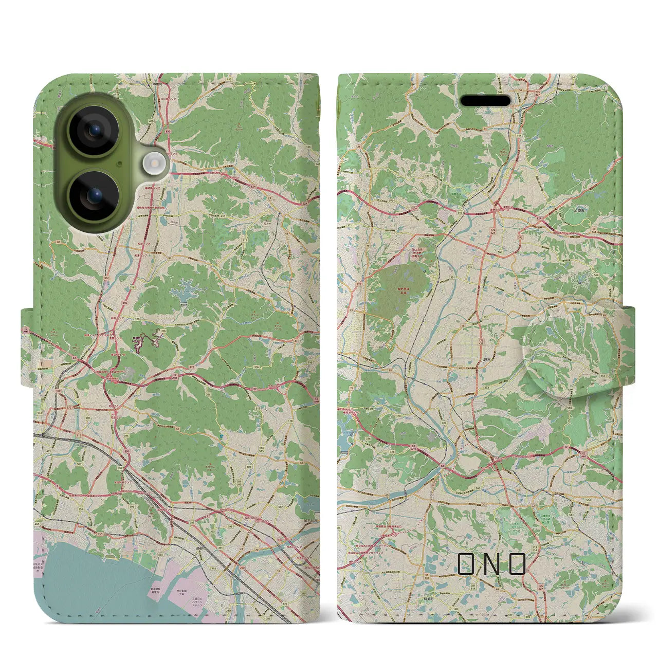 【小野(兵庫県)】地図柄iPhoneケース(手帳タイプ)